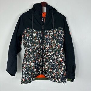 686 Floral Pattern Full Zip Hood Snow Guard All Weather Ski Jacket S